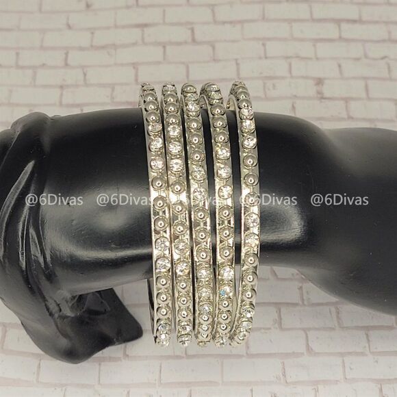 Studded Silvery Bangles-NWOT - Picture 3 of 6